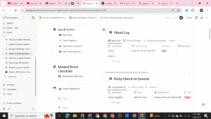 Health and Fitness Tracker Notion dashboard