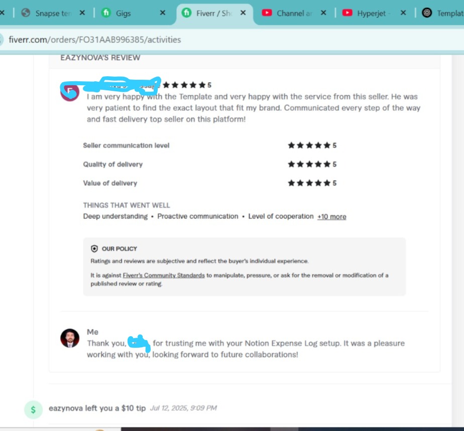 How Understanding a Client's Problem Led to 5-Star Feedback, a Tip, and Professional Growth as a Notion Consultant